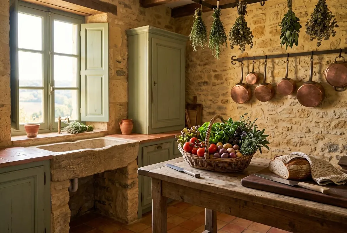 la cuisine et le panier du potager